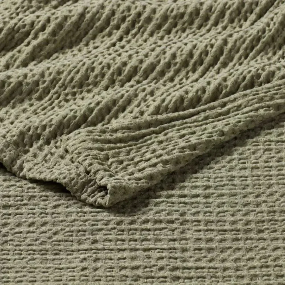 Threshold Olive Green Waffle Knit Throw Blanket